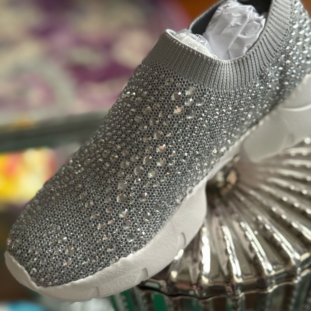 Lauren Lorraine Silver Rhinestone Sneakers